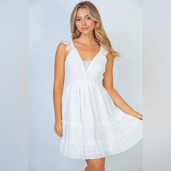 white polka dot dress mini Maricia Mini Dress